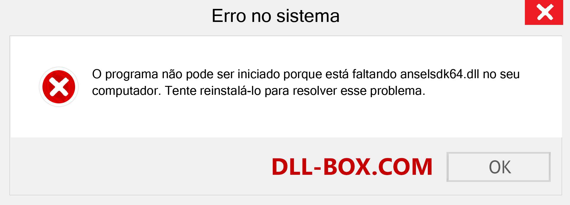 Arquivo anselsdk64.dll ausente ?. Download para Windows 7, 8, 10 - Correção de erro ausente anselsdk64 dll no Windows, fotos, imagens